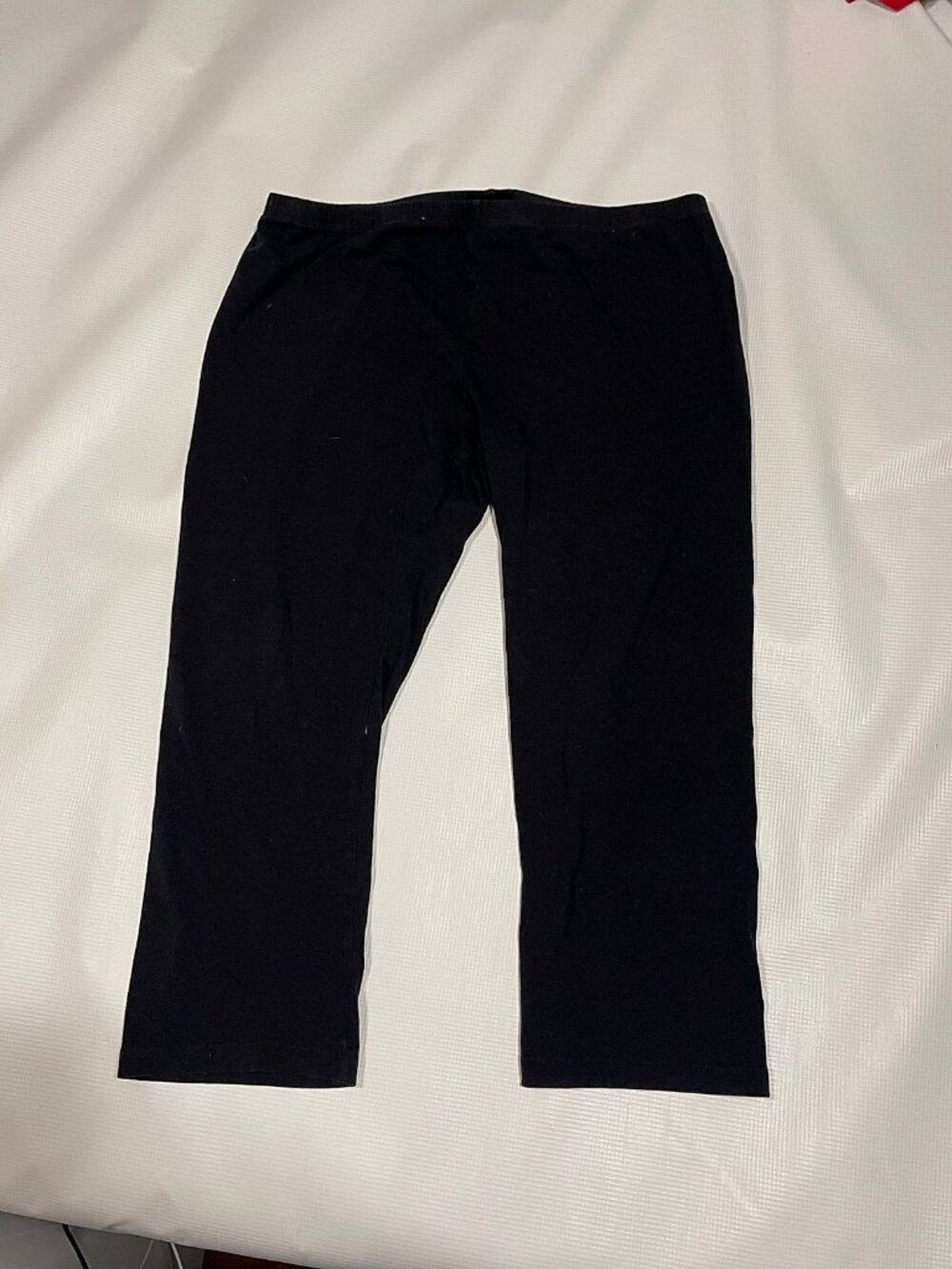 Black Capri Leggings, Cotton Blend, Women's Size Large